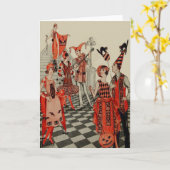 アールデコハローウィンパーティブラックキャットフクロウこうもり カード (黄色い花)