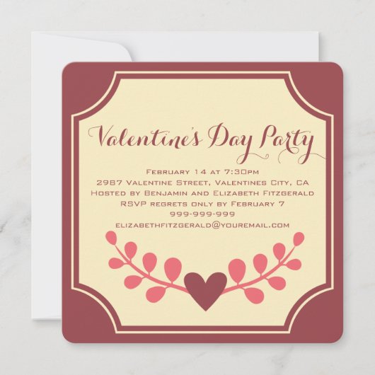 アールデコハートの隆盛バレンタインパーティー 招待状 (正面)