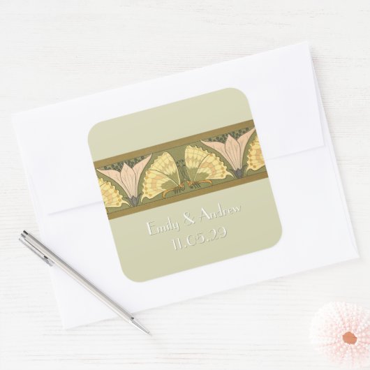 アールデコバタフライアース スクエアシール (封筒)