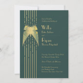 アールデコバタフライグリーンと金ゴールド結婚ズ 招待状 (正面)