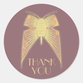アールデコバタフライピンク金ゴールド「ありがとう」 ラウンドシール