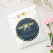 アールデコバタフライブルー金ゴールド「ありがとう結婚」 フェイバーバッグ (封をした状態)