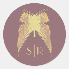 アールデコバタフライモノグラムピンク金ゴールド ラウンドシール