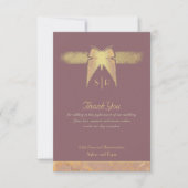 アールデコバタフライモノグラムフォトピンク金ゴールドフラット サンキューカード (正面)
