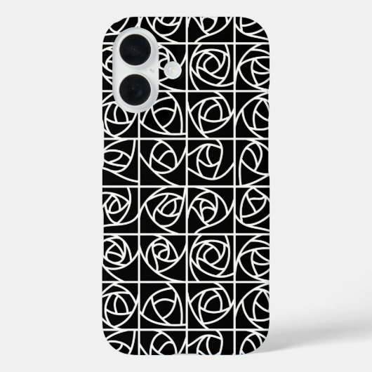 アールデコバラスクエアスタイル化フローラ白黒 Case-Mate iPhoneケース (裏面)