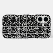 アールデコバラスクエアスタイル化フローラ白黒 Case-Mate iPhoneケース (裏面 (横))