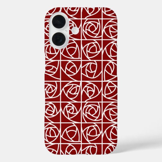 アールデコバラ正方形スタイル化フローラの一次赤 Case-Mate iPhoneケース (裏面)