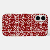 アールデコバラ正方形スタイル化フローラの一次赤 Case-Mate iPhoneケース (裏面 (横))