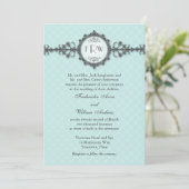 アールデコバンドアクア結婚式招待状 招待状 (スタンド正面)