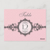 アールデコバンドピンクテーブル番号カード ポストカード (裏面)