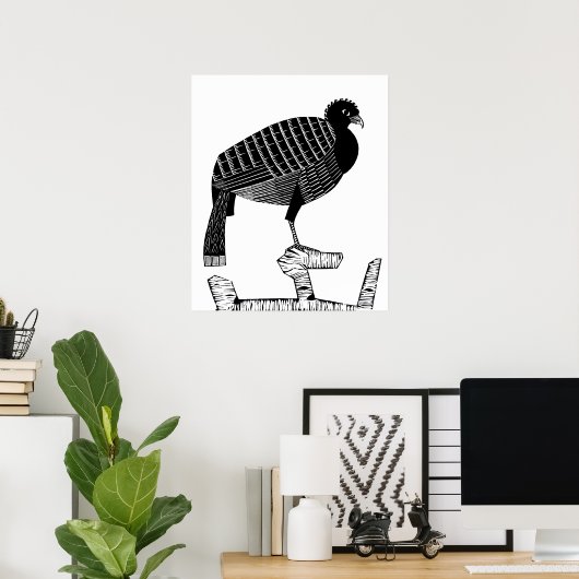 アールデコパウウィーバードアニマルワイルドライフイラストレーション ポスター (ホームオフィス)