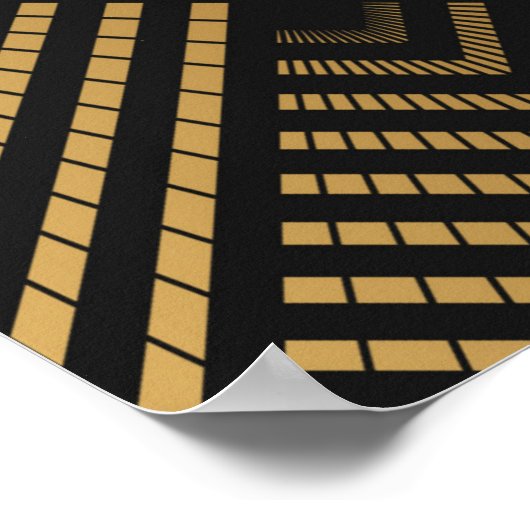 アールデコパターンシームレスな黒と金ゴールドの背景 ポスター (角)