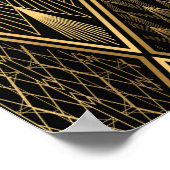 アールデコパターンシームレスな黒と金ゴールドの背景 ポスター (角)
