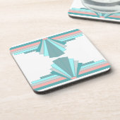 アールデコパターンティール（緑がかった色）&ピーチ コースター (左側)