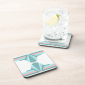 アールデコパターンティール（緑がかった色）&ピーチ コースター (右側)