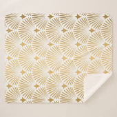 アールデコパターン白と金ゴールドのシームレスな背景 シェルパブランケット (正面(横))