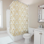 アールデコパターン白と金ゴールドのシームレスな背景 シャワーカーテン (インサイチュ)