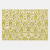 アールデコパターン01 – オフ – 白のデコ金ゴールド ラッピングペーパーシート (正面)