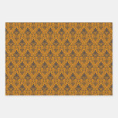 アールデコパターン01 – デコブラックオンヴィヴィヴィヴィッドガンボージュ ラッピングペーパーシート (正面3)