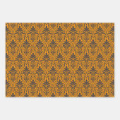 アールデコパターン01 – デコブラックオンヴィヴィヴィヴィッドガンボージュ ラッピングペーパーシート (正面2)