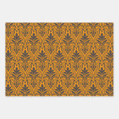 アールデコパターン01 – デコブラックオンヴィヴィヴィヴィッドガンボージュ ラッピングペーパーシート (正面)