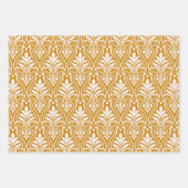 アールデコパターン01 – デコ金ゴールド上の白2 ラッピングペーパーシート (正面)