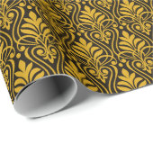 アールデコパターン01 – デコ金ゴールド2 on Black ラッピングペーパー (ロールコーナー)