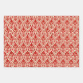 アールデコパターン01 – ミラノレッド付きオフホワイト ラッピングペーパーシート (正面3)