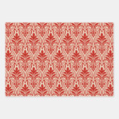 アールデコパターン01 – ミラノレッド付きオフホワイト ラッピングペーパーシート (正面)