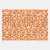 アールデコパターン01 – 淡いカーミンのブロンイエロー ラッピングペーパーシート (正面3)