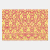 アールデコパターン01 – 淡いカーミンのブロンイエロー ラッピングペーパーシート (正面)