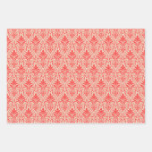 アールデコパターン01 – 淡赤色オフ – 白 ラッピングペーパーシート (正面3)