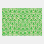 アールデコパターン01 – 濃いライムグリーン付きオフホワイト ラッピングペーパーシート (正面3)