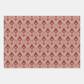 アールデコパターン01 - Midnight Red on Off-White ラッピングペーパーシート (正面3)