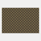 アールデコパターン02 – デコブラックのデコ金ゴールド ラッピングペーパーシート (正面3)