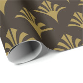アールデコパターン02 – デコブラックのデコ金ゴールド ラッピングペーパー (ロールコーナー)