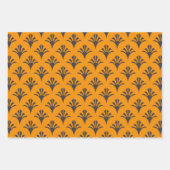 アールデコパターン02 – デコブラックオンヴィヴィヴィヴィッドガンボージュ ラッピングペーパーシート (正面2)