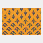 アールデコパターン02 – デコブラックオンヴィヴィヴィヴィッドガンボージュ ラッピングペーパーシート (正面)