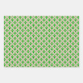 アールデコパターン02 – 濃いライムグリーン付きオフホワイト ラッピングペーパーシート (正面3)