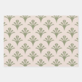 アールデコパターン02 – 白の迷彩緑 ラッピングペーパーシート (正面)