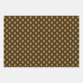 アールデコパターン02 – 鮮やかなガンボージオンデコブラック ラッピングペーパーシート (正面3)