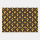 アールデコパターン02 – 鮮やかなガンボージオンデコブラック ラッピングペーパーシート (正面2)