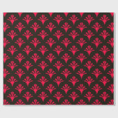 アールデコパターン02 – 黒のカーミン赤 ラッピングペーパー (フラット)
