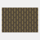 アールデコパターン03 – デコブラックのデコ金ゴールド ラッピングペーパーシート (正面2)