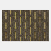 アールデコパターン03 – デコブラックのデコ金ゴールド ラッピングペーパーシート (正面)