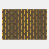 アールデコパターン03 – 鮮やかなガンボージオンデコブラック ラッピングペーパーシート (正面2)