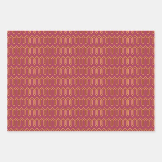 アールデコパターン05 - Raspberry Pin上のDeco金ゴールド2 ラッピングペーパーシート (正面3)