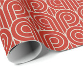 アールデコパターン07 – ペルシャ赤のオフホワイト ラッピングペーパー (ロールコーナー)