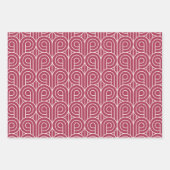 アールデコパターン07 – ラズベリーピンクのライトピンク ラッピングペーパーシート (正面)