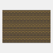 アールデコパターン08 – 鮮やかなガンボージオンデコブラック ラッピングペーパーシート (正面2)